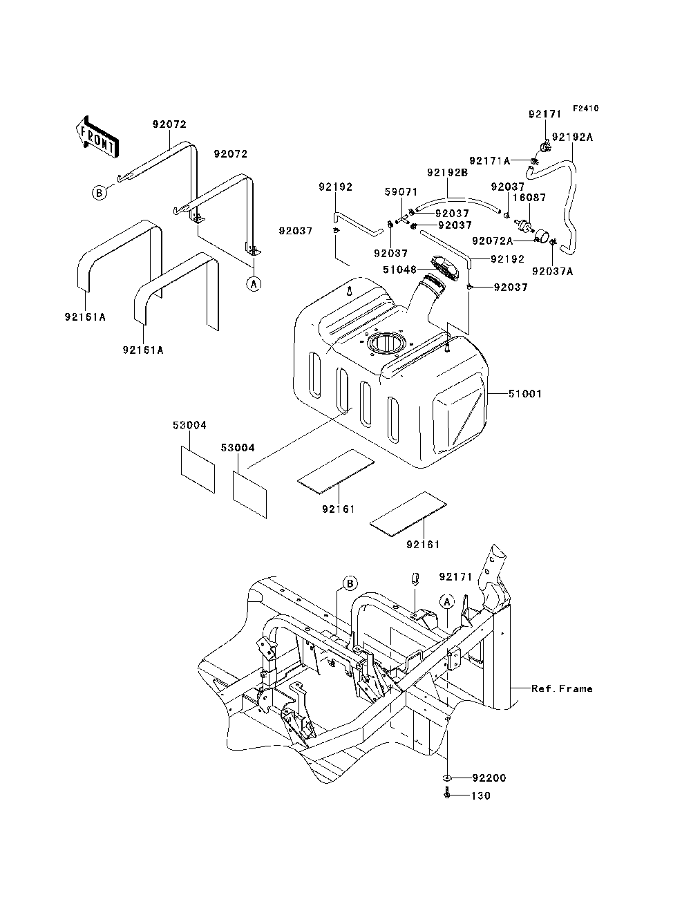 Fuel Tank Diagram and Parts List for KRF750RDF 2013 Kawasaki Lawn Tractor Accessories