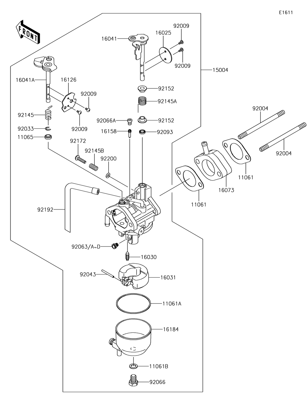 Carburetor Diagram and Parts List for KAF400KJF 2018 Kawasaki Lawn Tractor Accessories