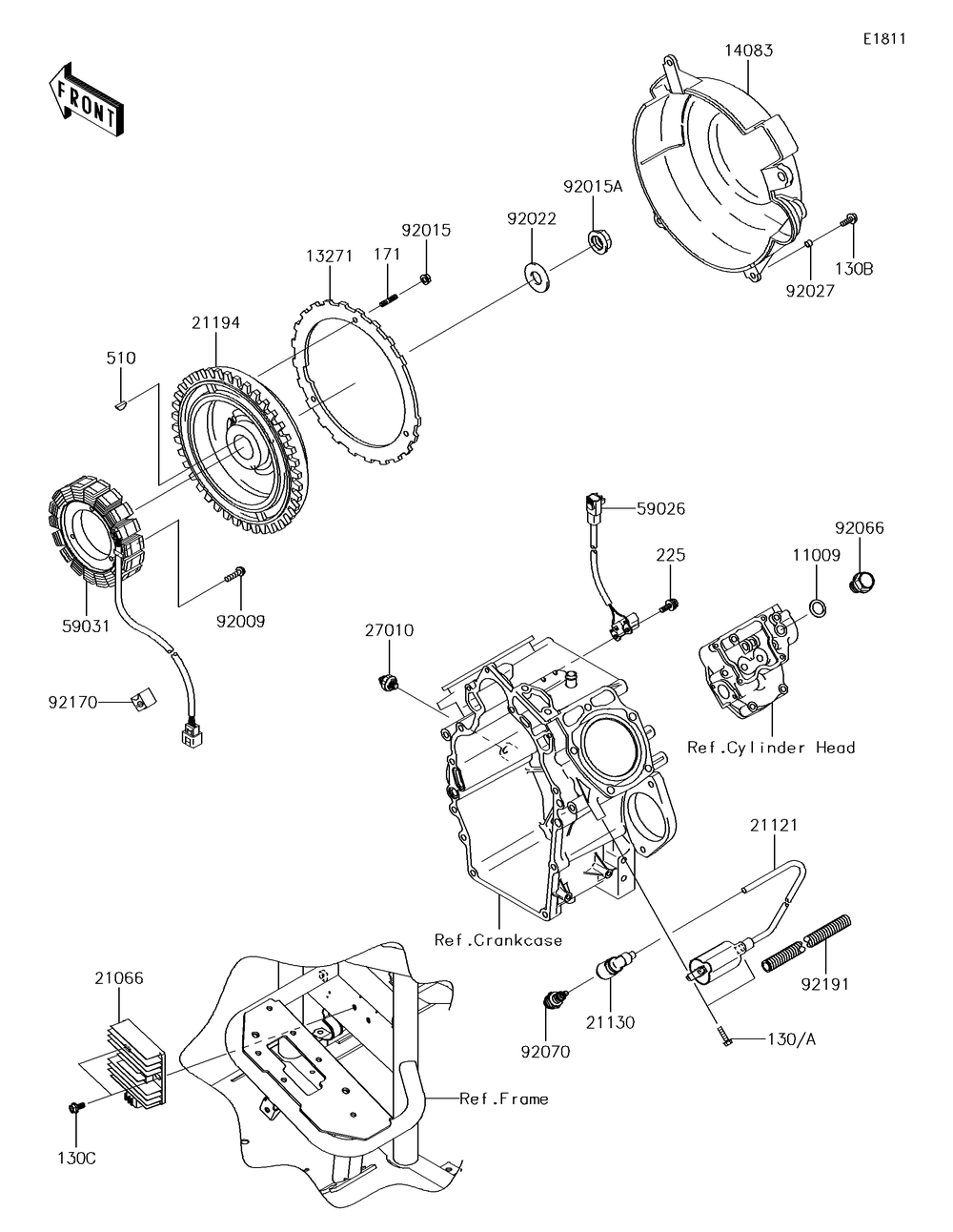 Generator/Ignition Coil Diagram and Parts List for KAF620MHF 2017 Kawasaki Lawn Tractor Accessories