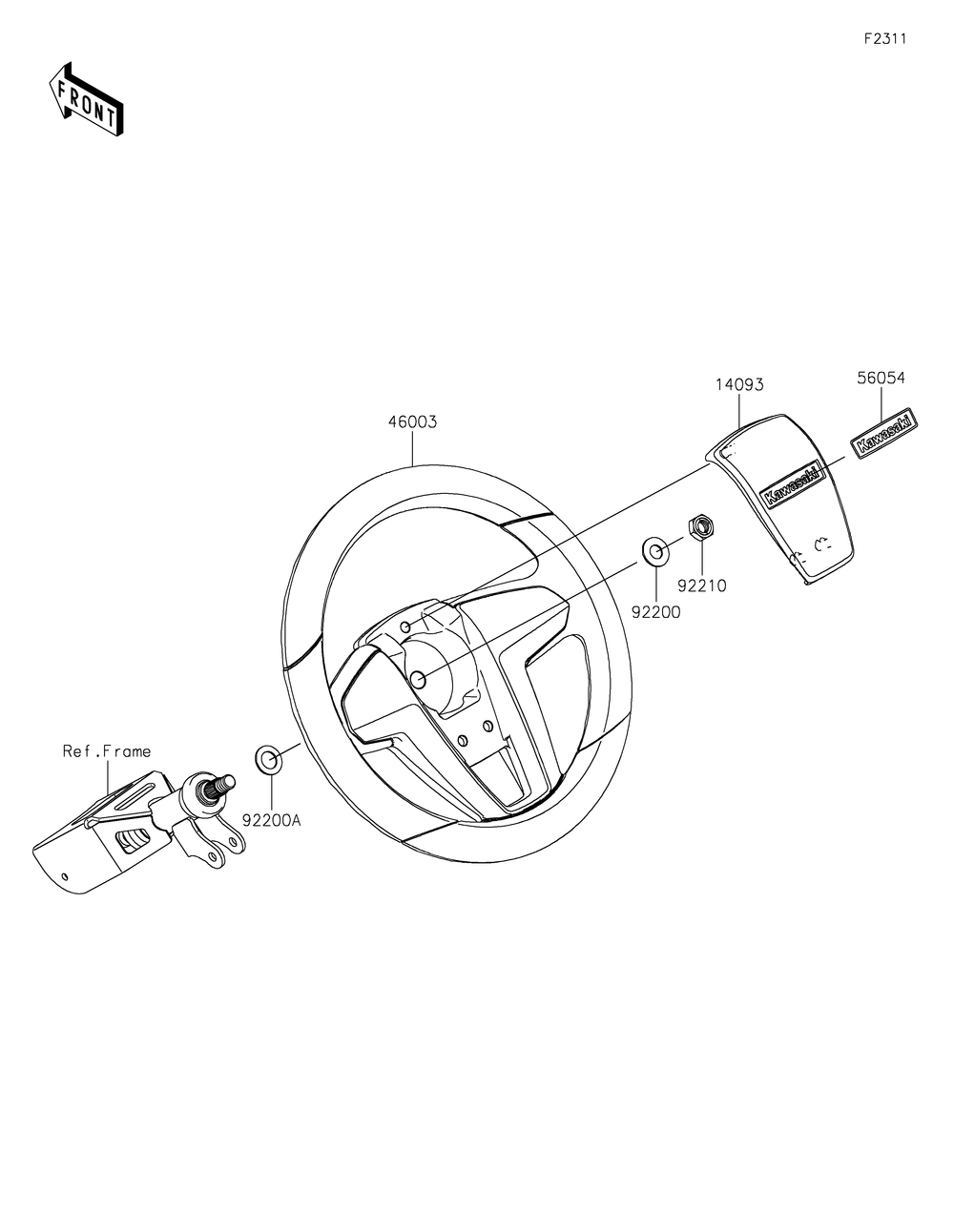 Steering Wheel Diagram and Parts List for KDT1000CNFNN 2022 Kawasaki Lawn Tractor Accessories