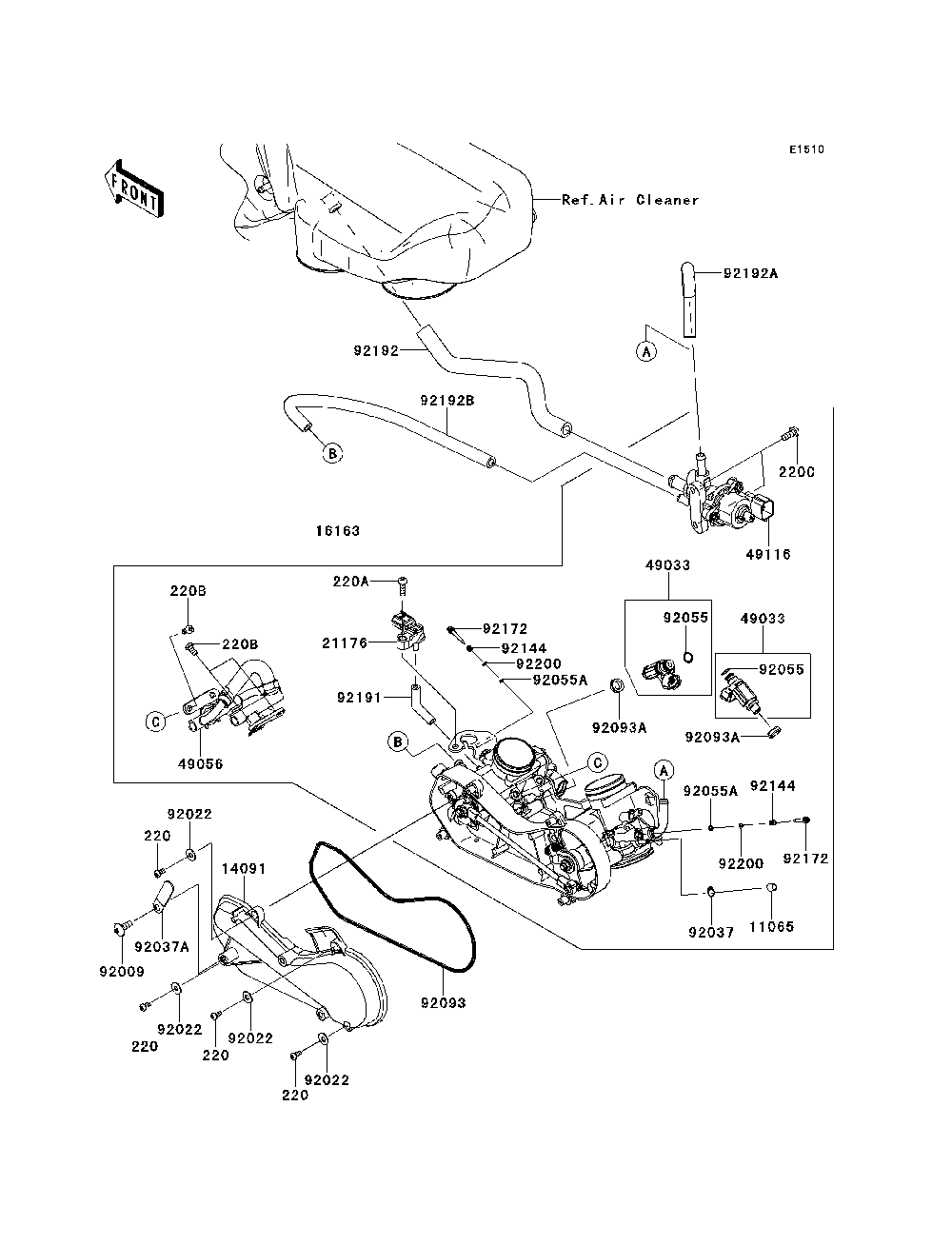 Throttle Diagram and Parts List for KRT800BEF 2014 Kawasaki Lawn Tractor Accessories
