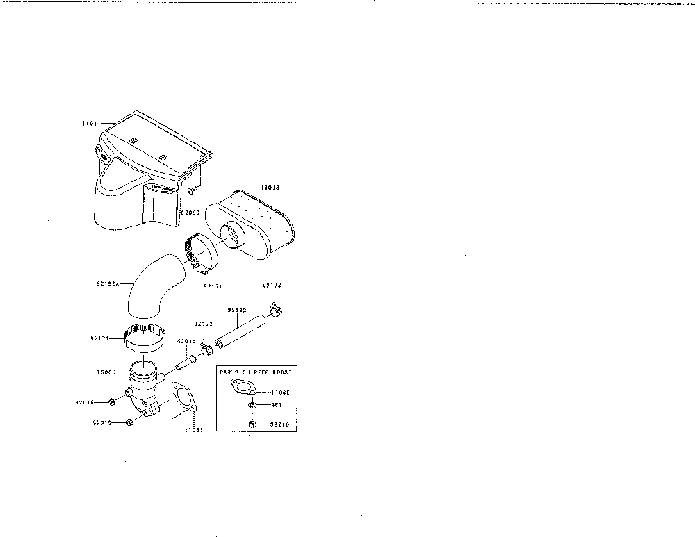 Air-filter/muffler Diagram and Parts List for FR651V-BS00  Kawasaki Engine