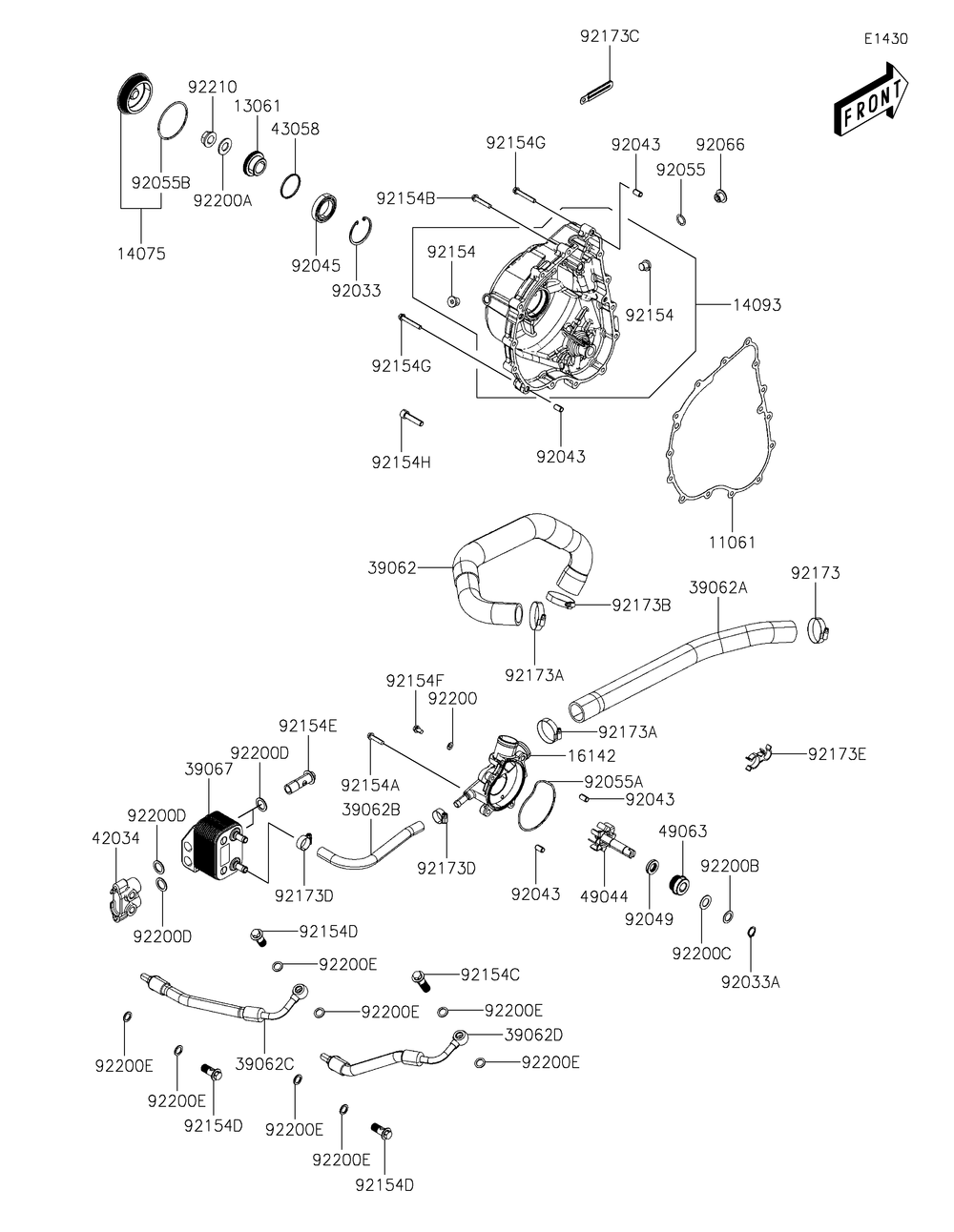 Engine Cover Diagram and Parts List for KAF700DNFNN 2022 Kawasaki Lawn Tractor Accessories