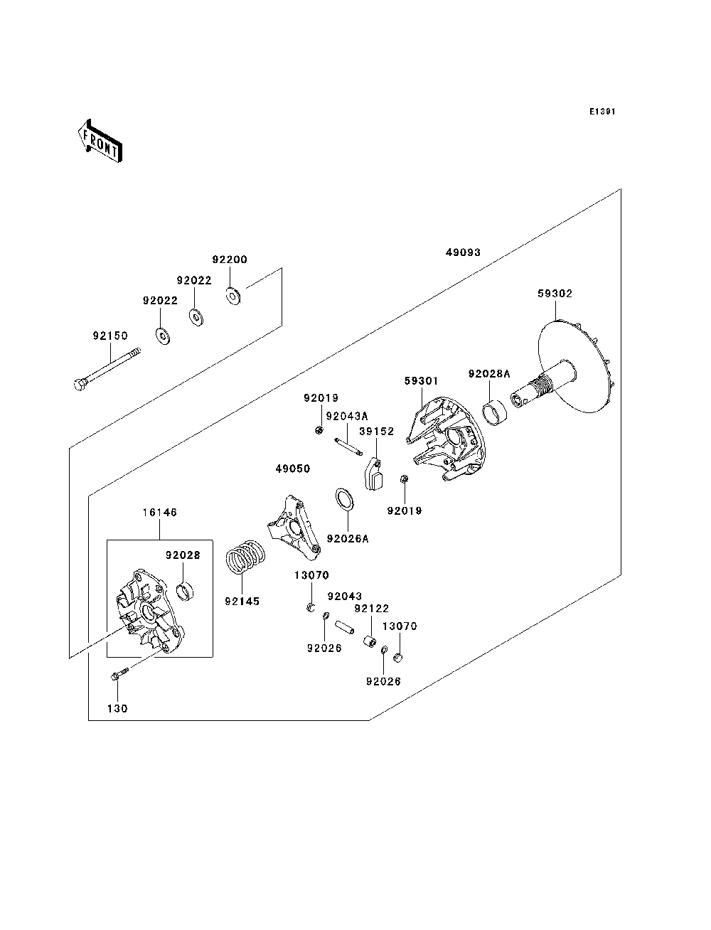 Drive Converter Diagram and Parts List for KAF620G7F 2007 & Prior Kawasaki Lawn Tractor Accessories