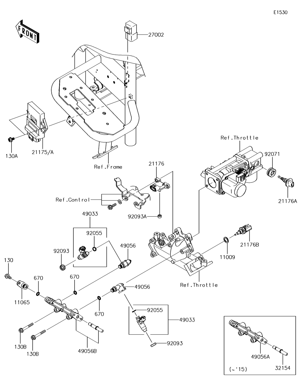 Fuel Injection Diagram and Parts List for KAF620MHF 2017 Kawasaki Lawn Tractor Accessories