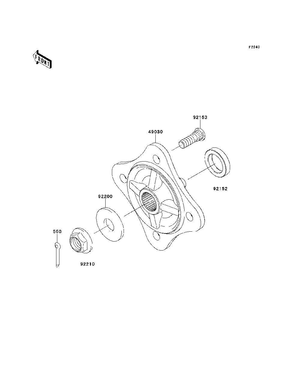 Rear Hubs/Brakes Diagram and Parts List for KRT800BEF 2014 Kawasaki Lawn Tractor Accessories