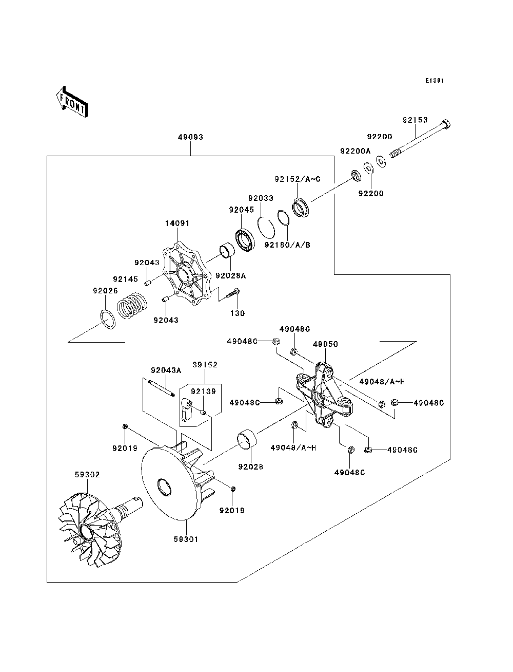 Drive Converter Diagram and Parts List for KRF750RDF 2013 Kawasaki Lawn Tractor Accessories