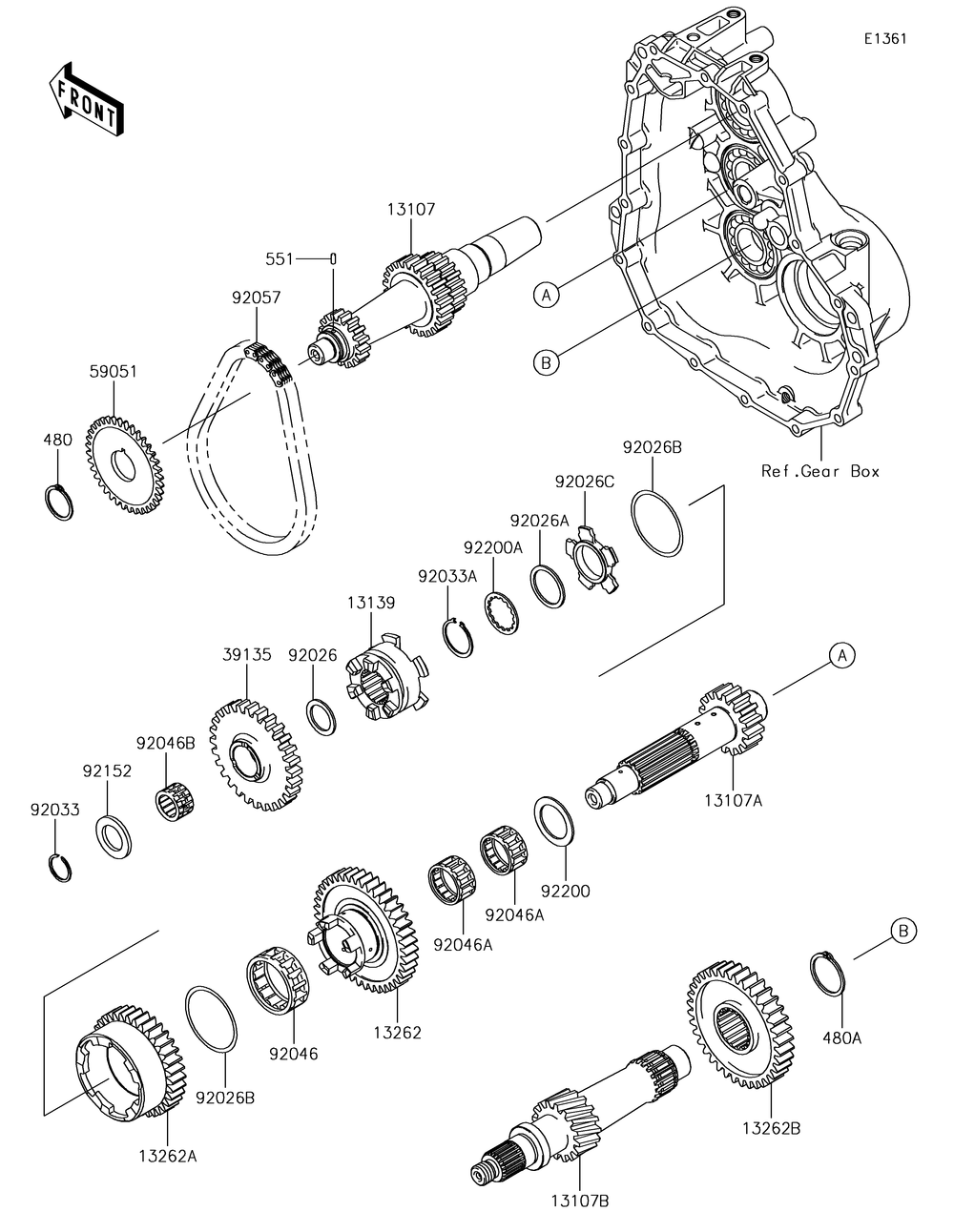 Transmission Diagram and Parts List for KAF400NHF 2017 Kawasaki Lawn Tractor Accessories