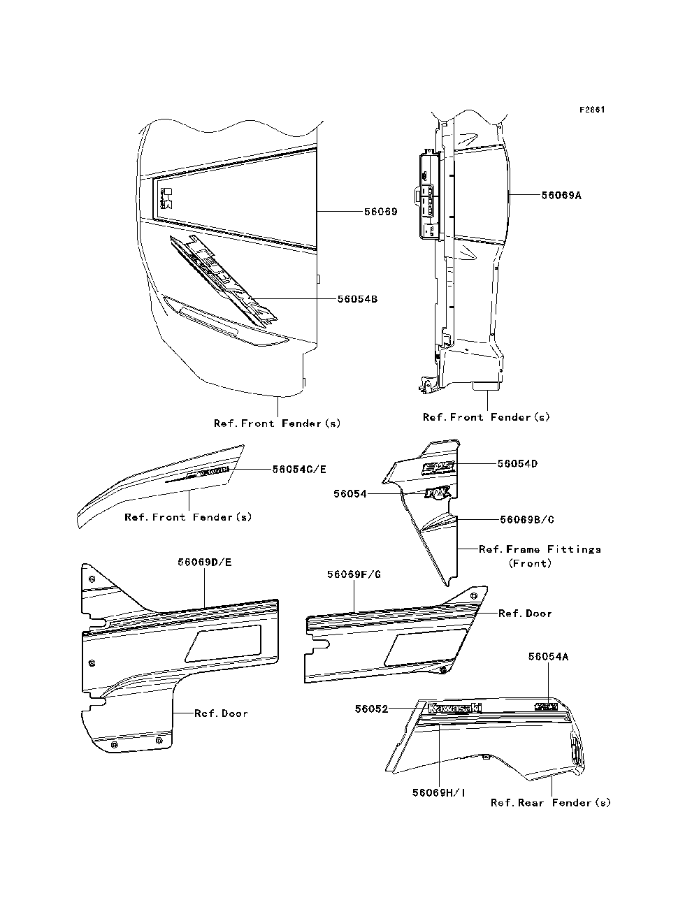 Decals Diagram and Parts List for KRT800BEF 2014 Kawasaki Lawn Tractor Accessories