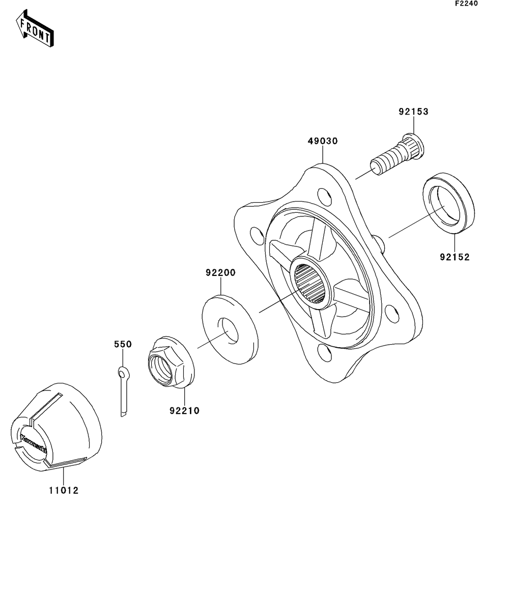 Rear Hubs/Brakes Diagram and Parts List for KRT750DCF 2012 Kawasaki Lawn Tractor Accessories