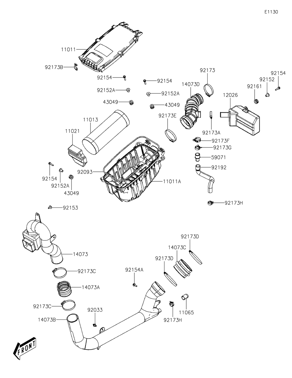 Air Cleaner Diagram and Parts List for KAF700DNFNN 2022 Kawasaki Lawn Tractor Accessories