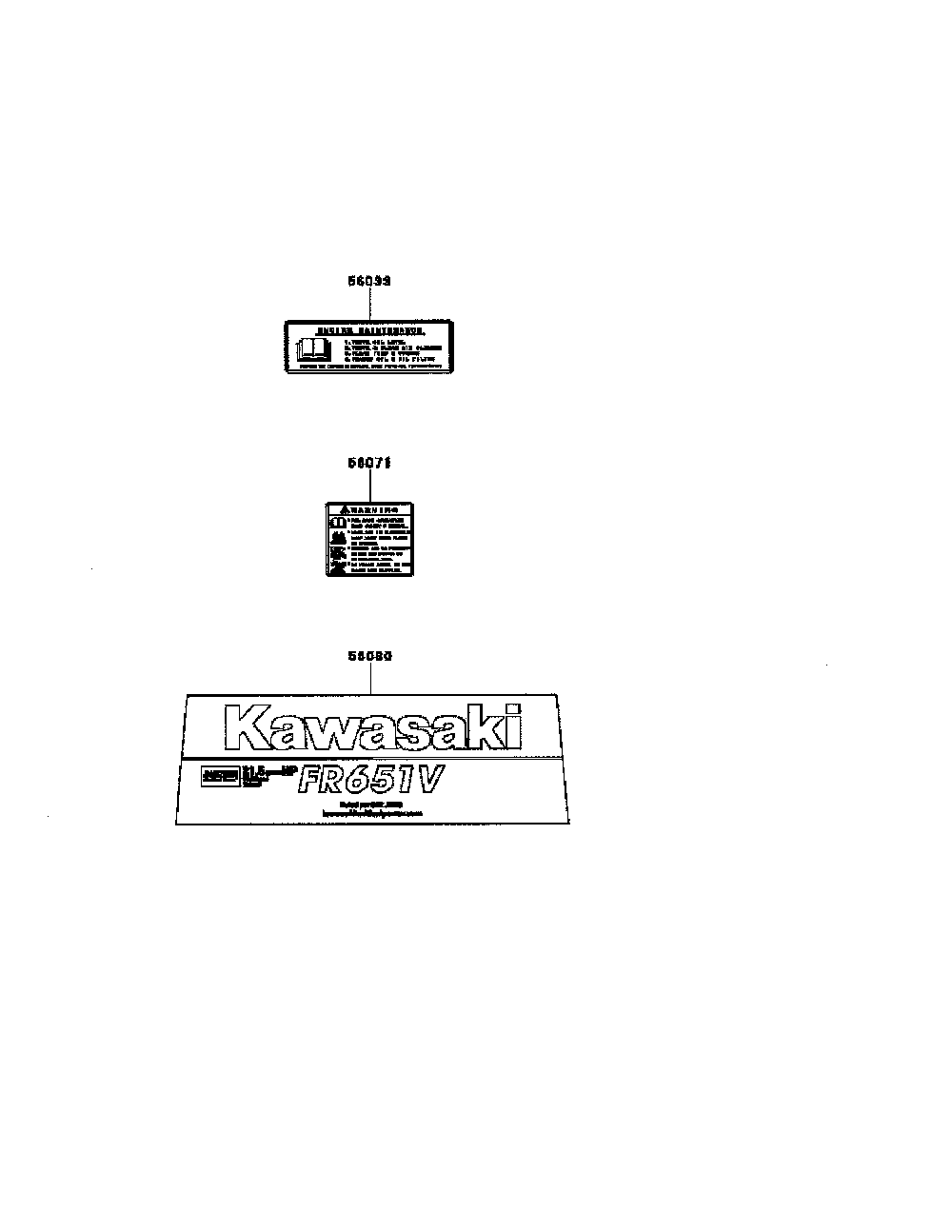 Label Diagram and Parts List for FR651V-BS31  Kawasaki Engine