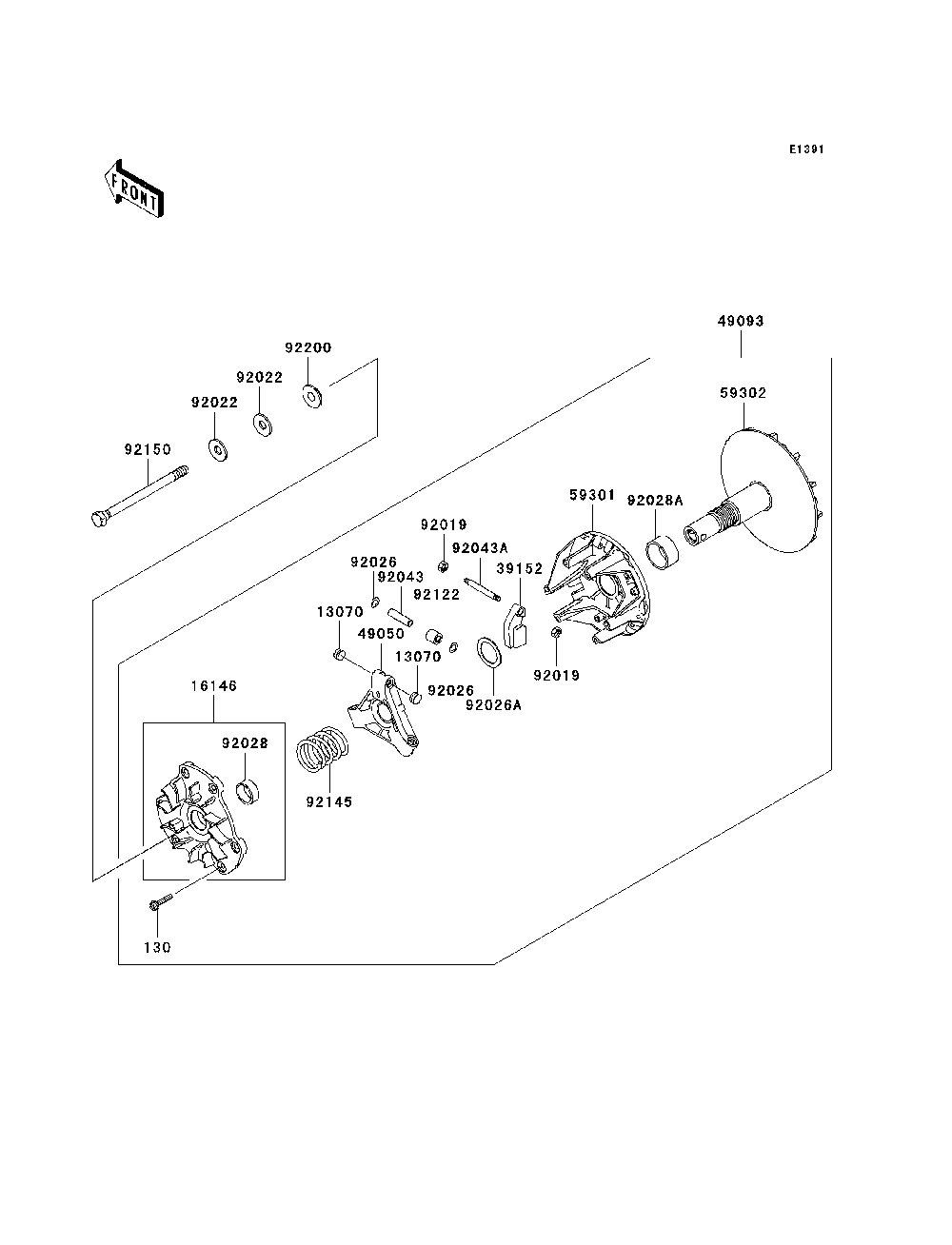 Drive Converter Diagram and Parts List for KAF620K7F 2007 & Prior Kawasaki Lawn Tractor Accessories
