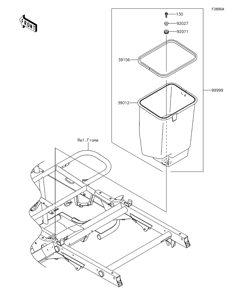 Optional Parts(Frame) Diagram and Parts List for KAF400EDF 2013 Kawasaki Lawn Tractor Accessories