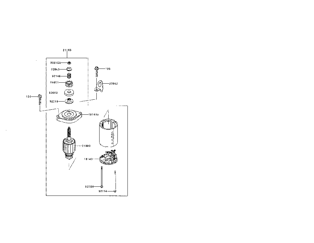 Starter Diagram and Parts List for FR651V-AS08  Kawasaki Engine
