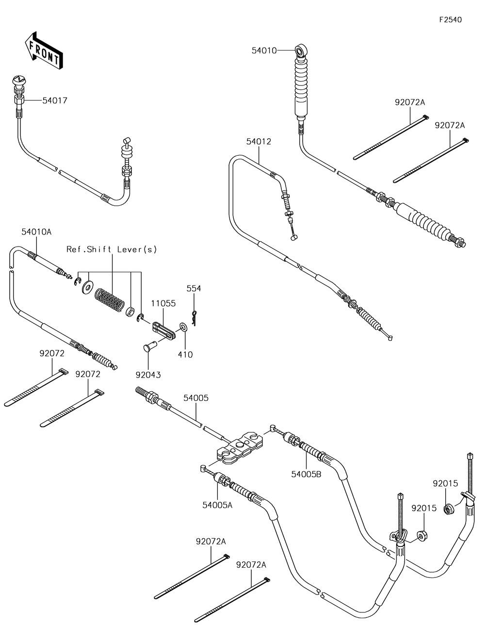 Cables Diagram and Parts List for KAF400JKF 2019 Kawasaki Lawn Tractor Accessories