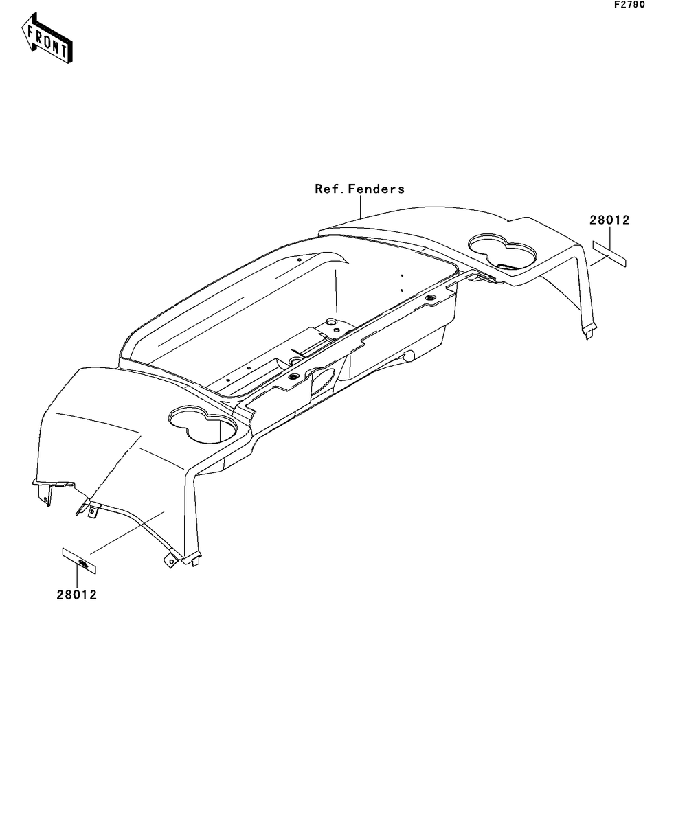 Reflectors Diagram and Parts List for KAF620RDFA 2013 Kawasaki Lawn Tractor Accessories