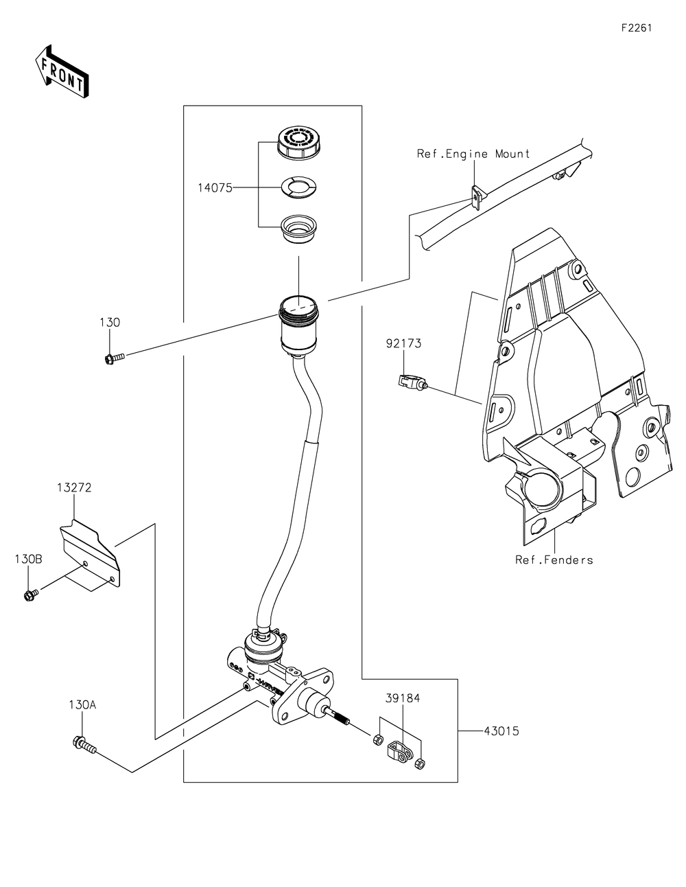 Master Cylinder Diagram and Parts List for KRF1000ALF 2020 Kawasaki Lawn Tractor Accessories