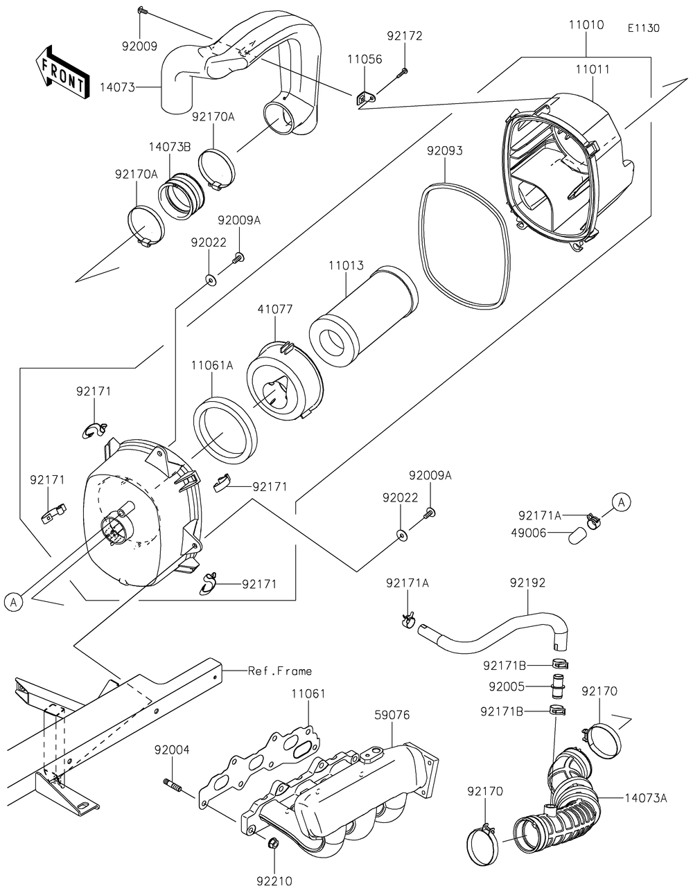 Air Cleaner Diagram and Parts List for KAF820FHF 2017 Kawasaki Lawn Tractor Accessories