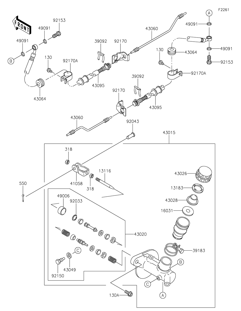 Master Cylinder Diagram and Parts List for KAF620RMFNN 2021 Kawasaki Lawn Tractor Accessories