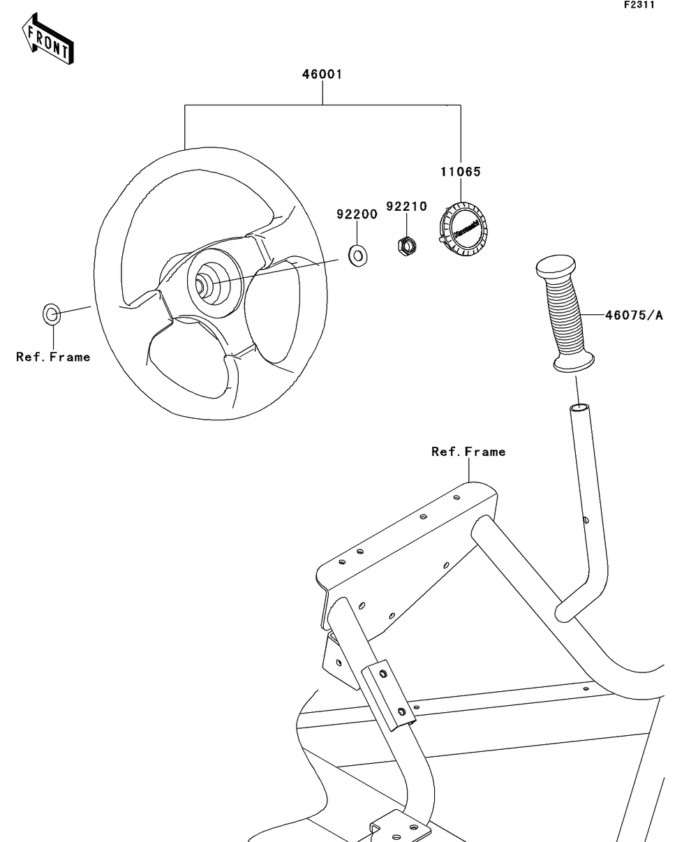 Steering Wheel Diagram and Parts List for KRT750DCF 2012 Kawasaki Lawn Tractor Accessories
