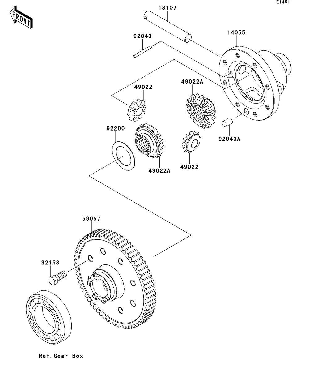 Differential Diagram and Parts List for KAF400DEF 2014 Kawasaki Lawn Tractor Accessories