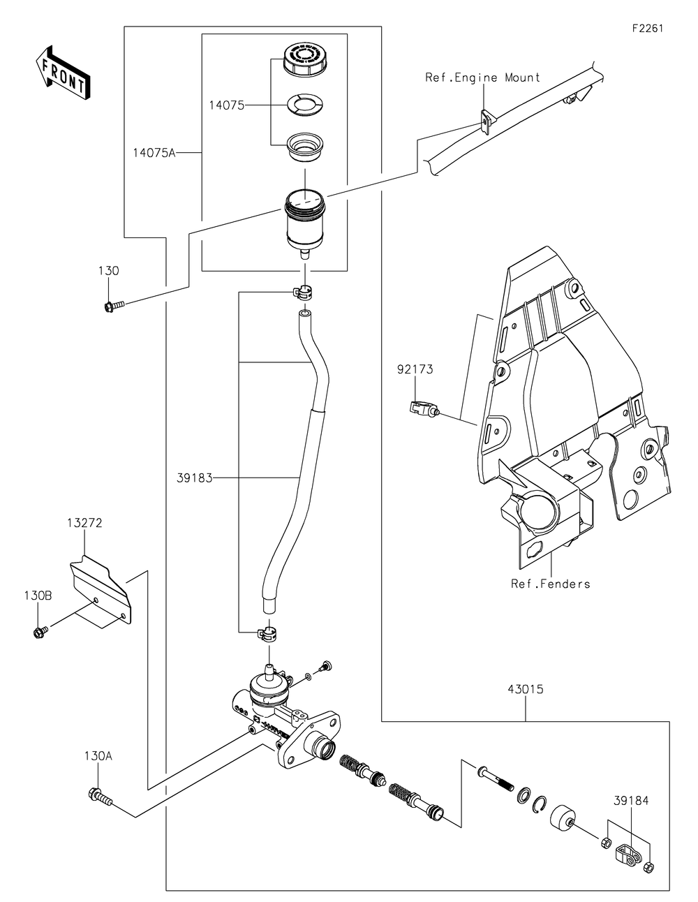 Master Cylinder Diagram and Parts List for KRF1000DPFNL 2023 Kawasaki Lawn Tractor Accessories
