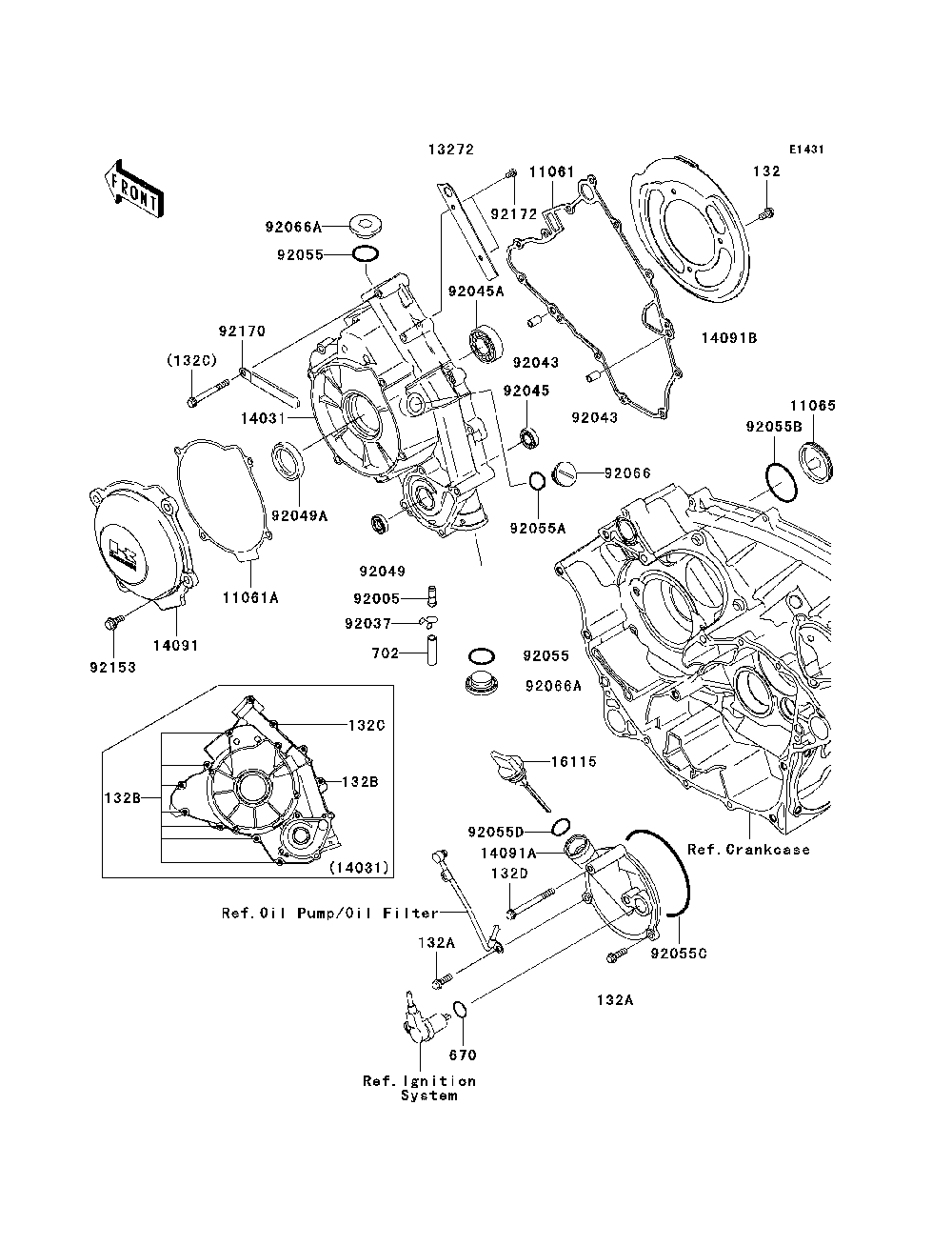 Engine Cover Diagram and Parts List for KRF750TAF 2010 Kawasaki Lawn Tractor Accessories