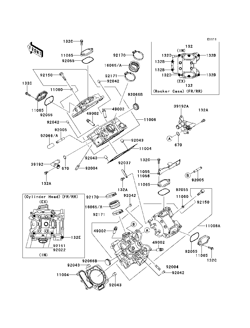 Cylinder Head Diagram and Parts List for KRF750RCS 2012 Kawasaki Lawn Tractor Accessories