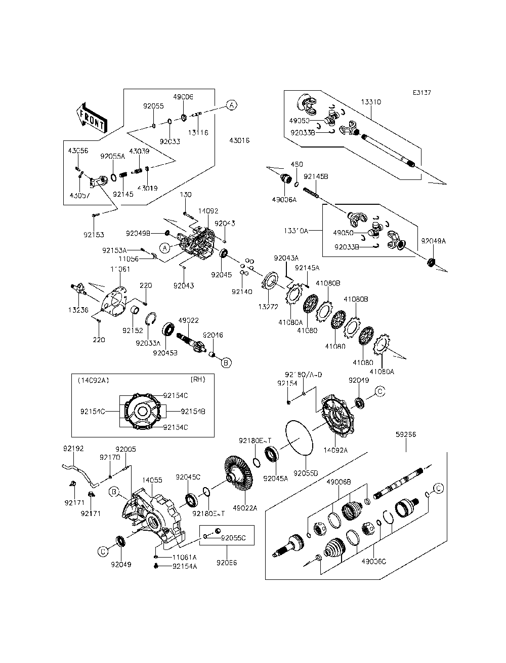 Drive Shaft-Rear Diagram and Parts List for KRF800CEF 2014 Kawasaki Lawn Tractor Accessories