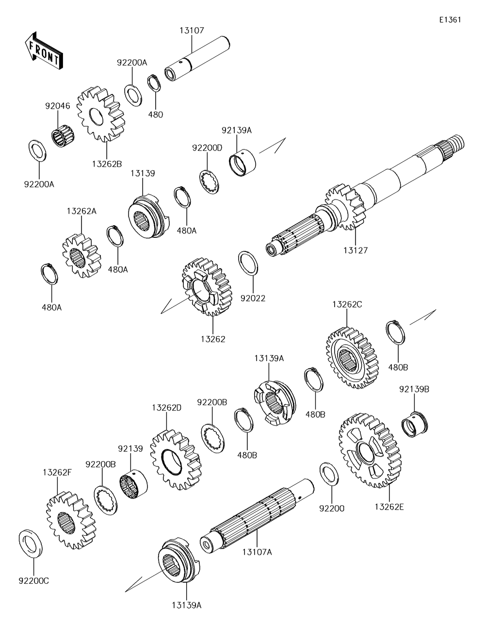 Transmission Diagram and Parts List for KRF800GJF 2018 Kawasaki Lawn Tractor Accessories