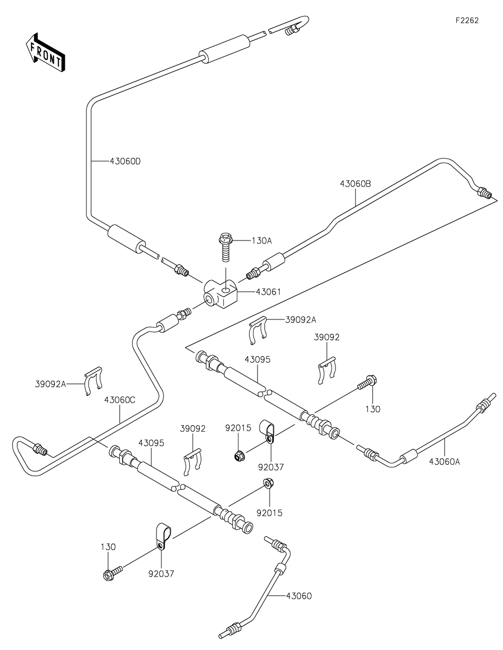 Brake Piping Diagram and Parts List for KAF620WMFNN 2021 Kawasaki Lawn Tractor Accessories