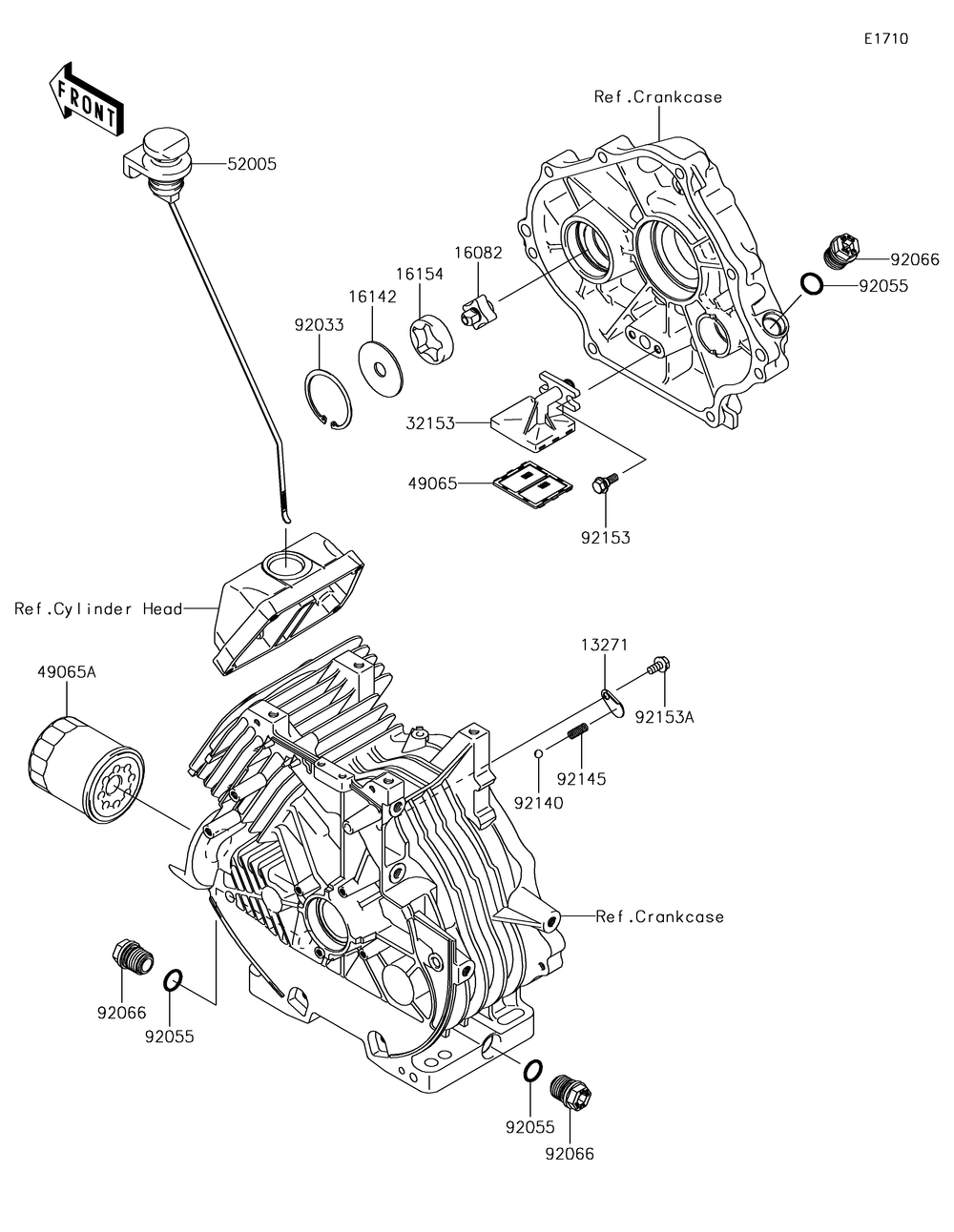 Oil Pump/Oil Filter Diagram and Parts List for KAF400JKF 2019 Kawasaki Lawn Tractor Accessories