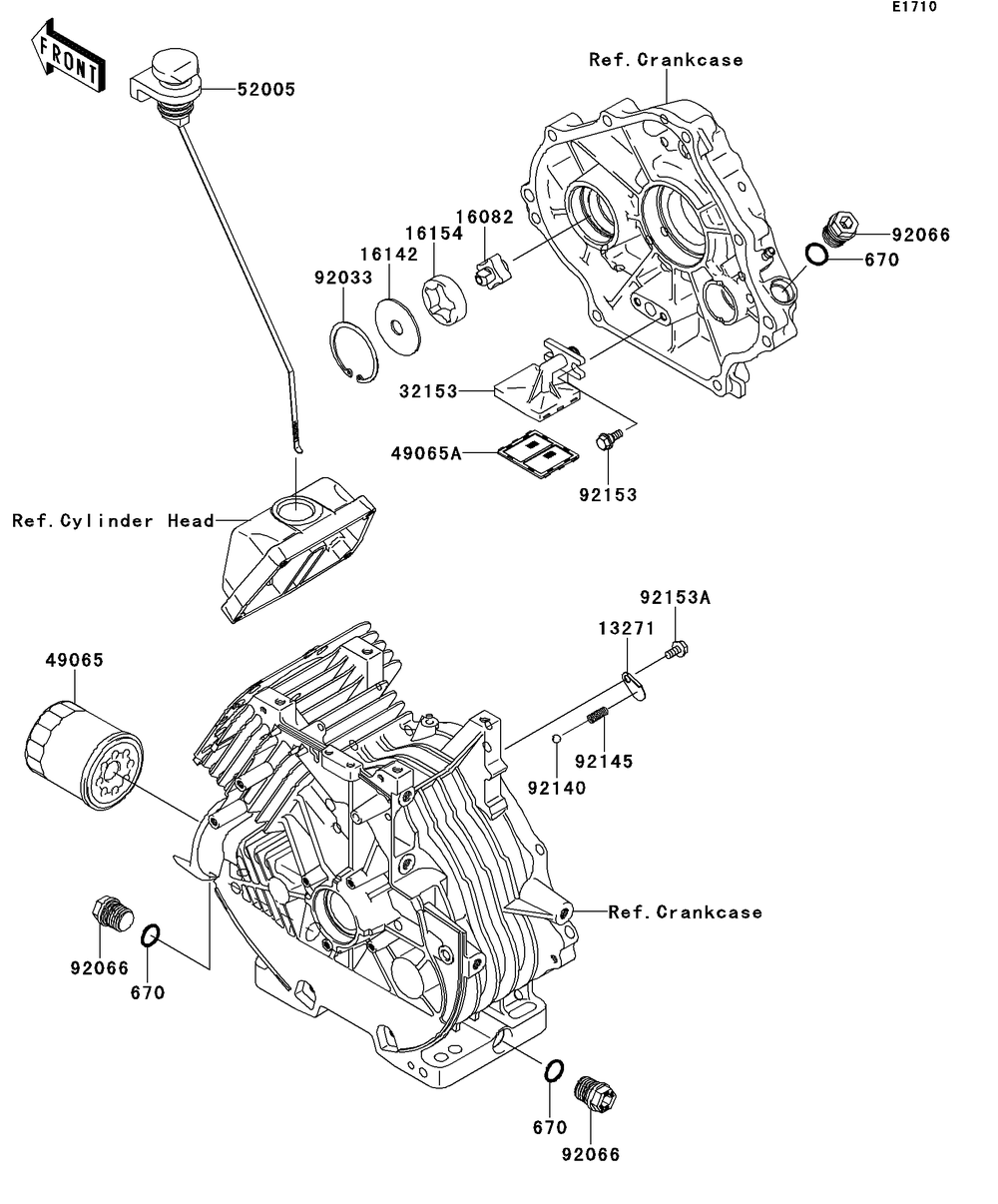 Oil Pump/Oil Filter Diagram and Parts List for KAF400BEF 2014 Kawasaki Lawn Tractor Accessories