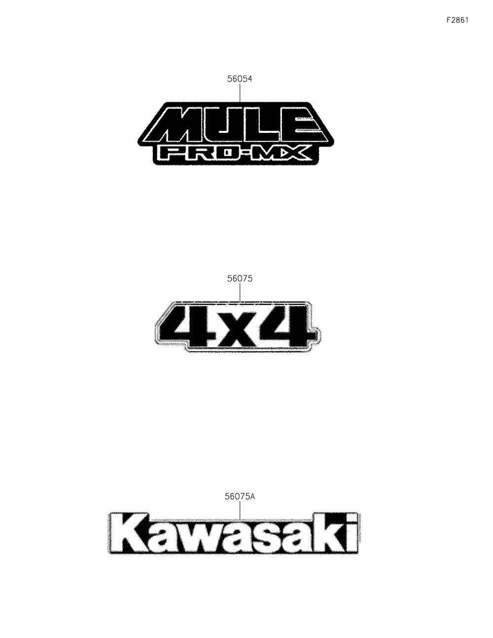 Decals Diagram and Parts List for KAF700AMFNN 2021 Kawasaki Lawn Tractor Accessories