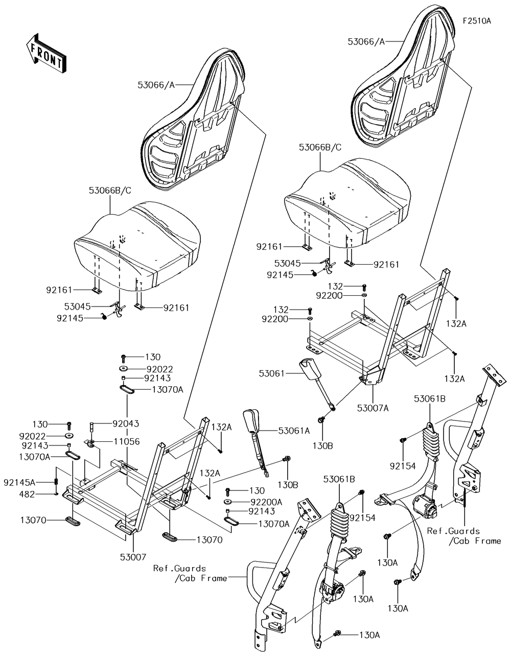 Seat Diagram and Parts List for KRF800GJF 2018 Kawasaki Lawn Tractor Accessories