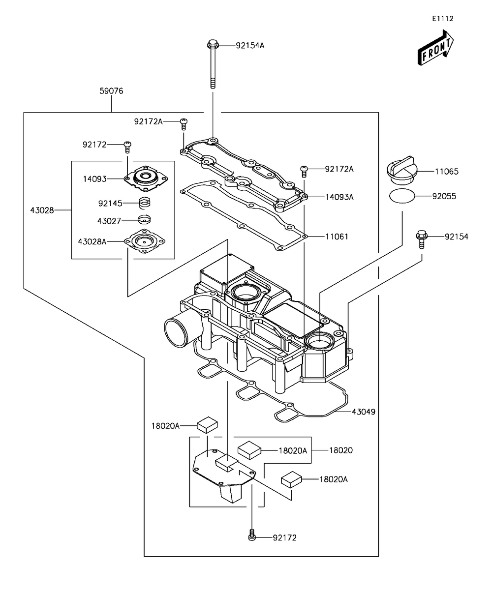 Cylinder Head Cover Diagram and Parts List for KAF1000CHF 2017 Kawasaki Lawn Tractor Accessories