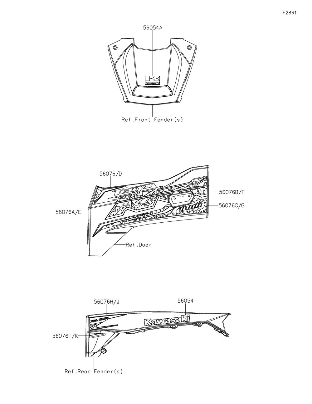 Decals Diagram and Parts List for KRF1000BMFNL 2021 Kawasaki Lawn Tractor Accessories