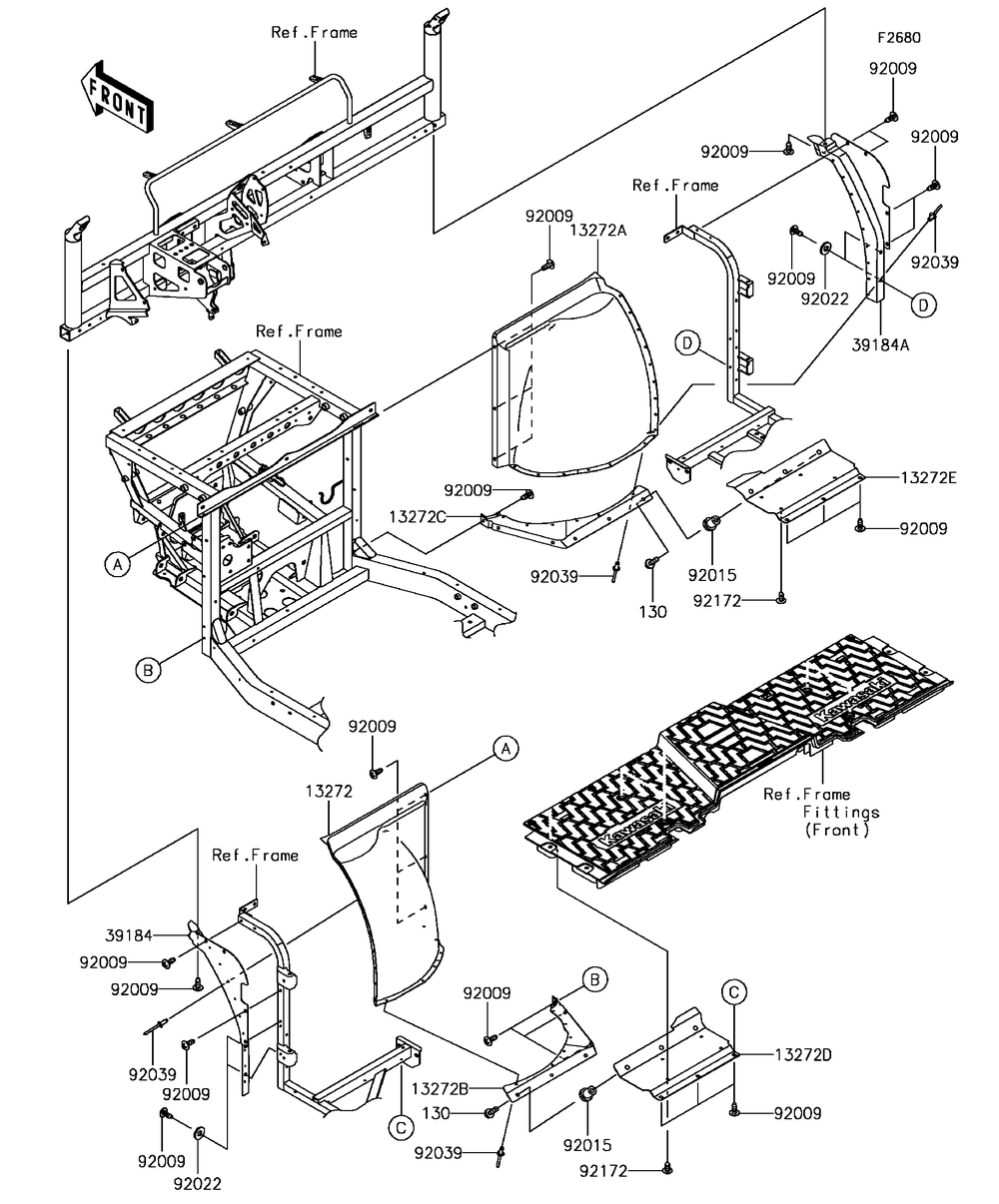 Guard Diagram and Parts List for KAF820BHF 2017 Kawasaki Lawn Tractor Accessories