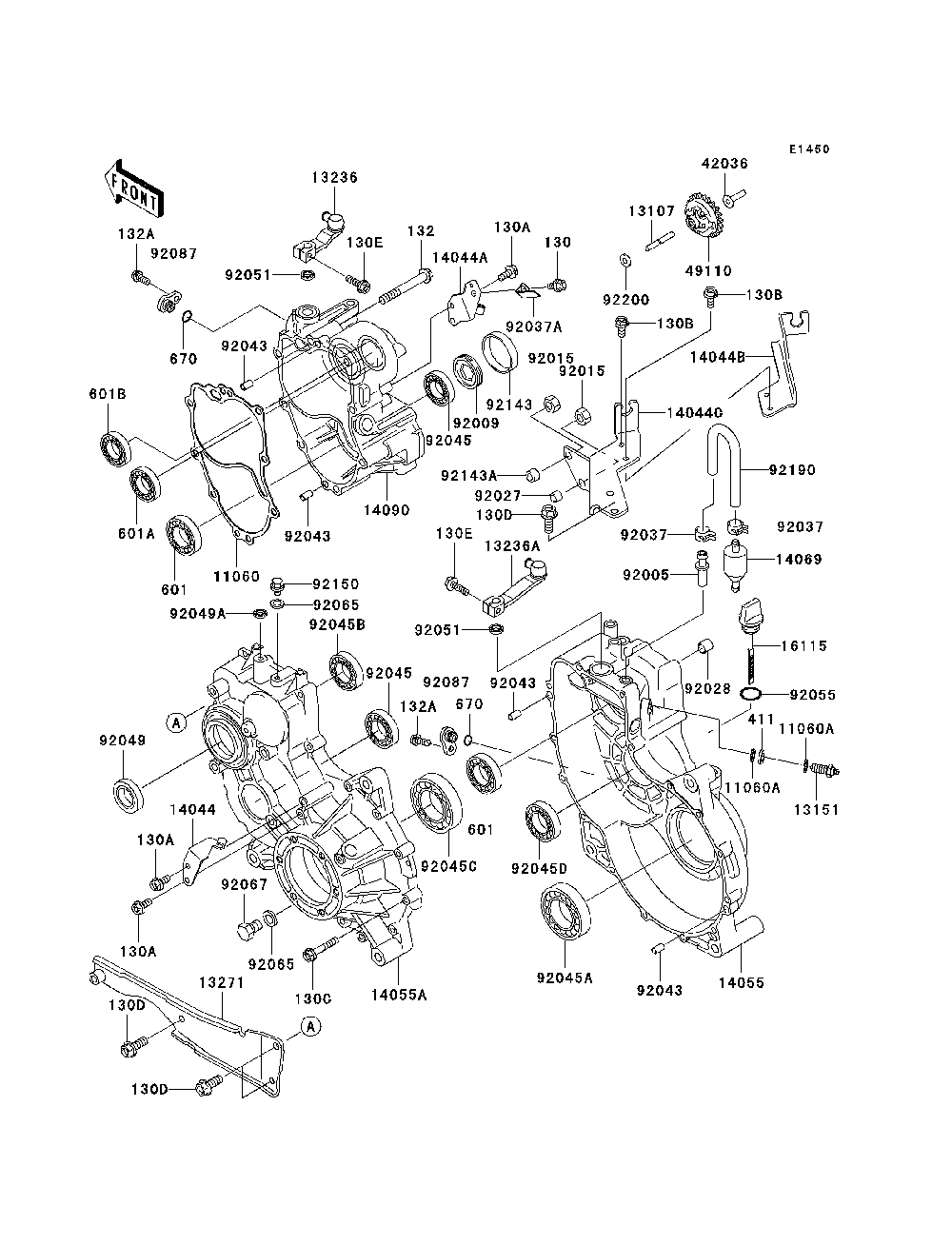 Gear Box Diagram and Parts List for KAF620H7F 2007 & Prior Kawasaki Lawn Tractor Accessories
