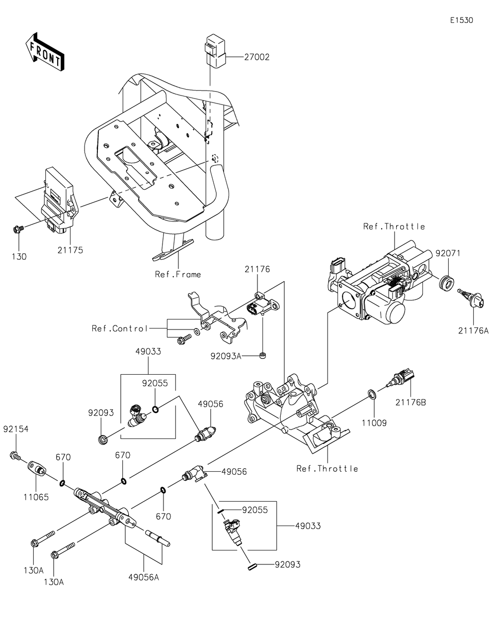 Fuel Injection Diagram and Parts List for KAF620MLF 2020 Kawasaki Lawn Tractor Accessories