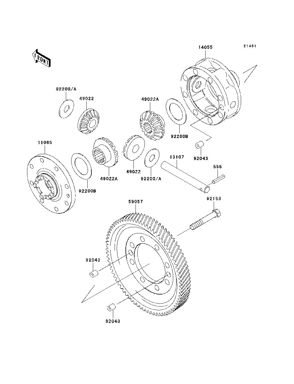 Differential Diagram and Parts List for KAF620G7F 2007 & Prior Kawasaki Lawn Tractor Accessories