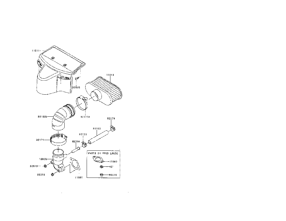 Air-filter/muffler Diagram and Parts List for FR651V-AS07  Kawasaki Engine