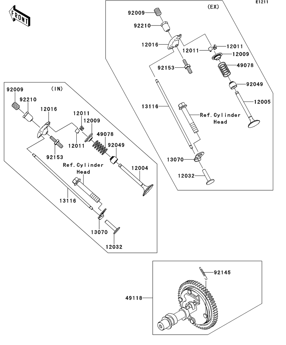 Valve Diagram and Parts List for KAF400BEF 2014 Kawasaki Lawn Tractor Accessories