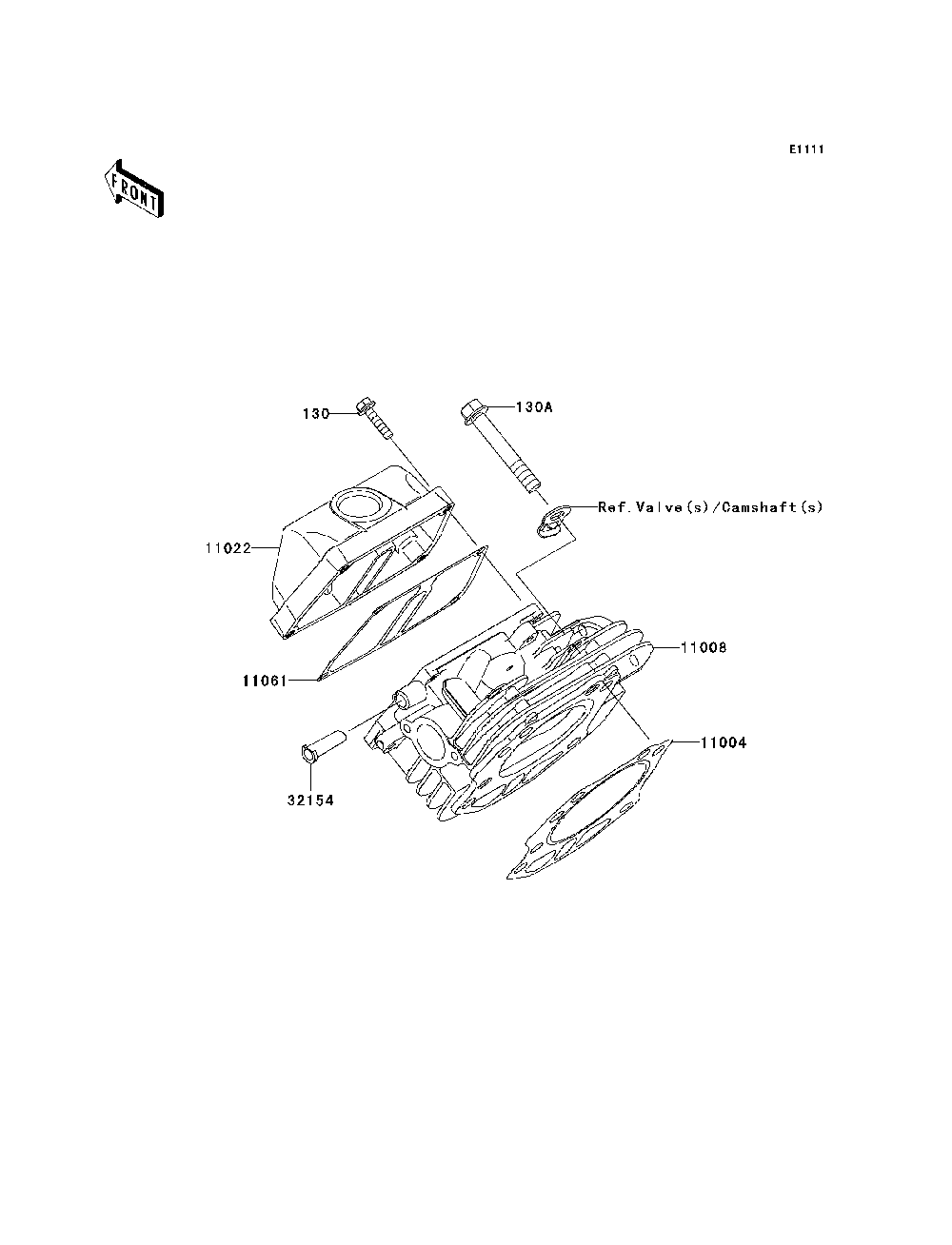 Cylinder Head Diagram and Parts List for KAF400C7F 2007 & Prior Kawasaki Lawn Tractor Accessories