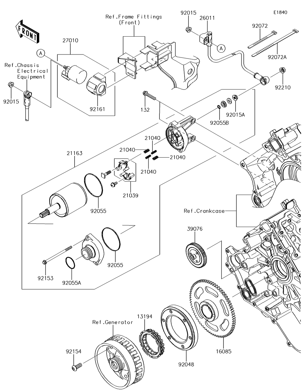 Starter Motor Diagram and Parts List for KRF800GJF 2018 Kawasaki Lawn Tractor Accessories