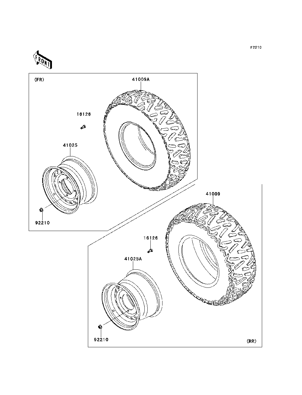 Wheels/Tires Diagram and Parts List for KRT800DEF 2014 Kawasaki Lawn Tractor Accessories