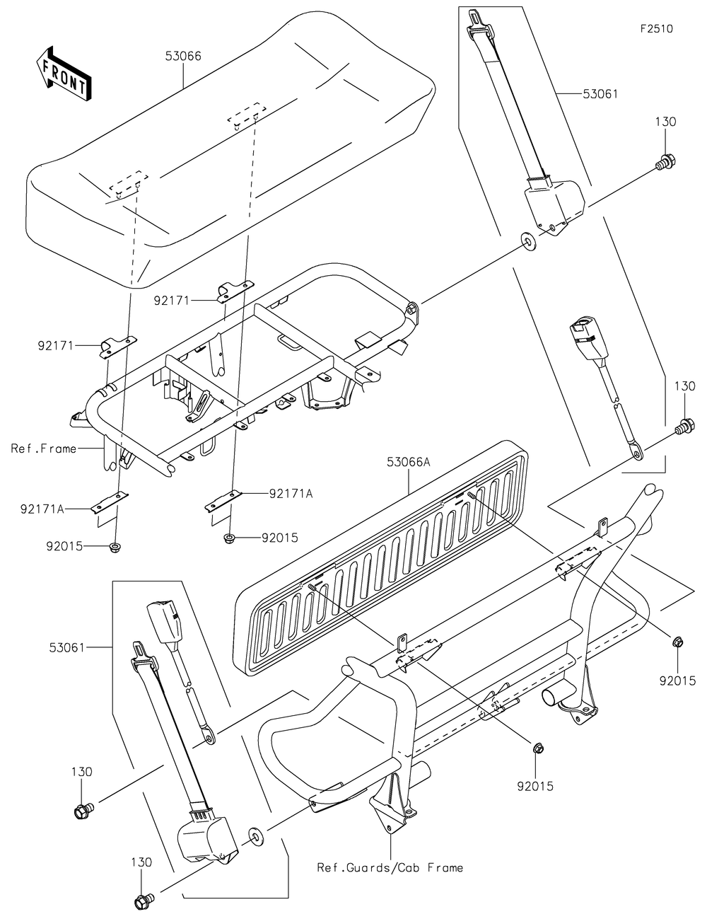Seat Diagram and Parts List for KAF400YPFNN 2023 Kawasaki Lawn Tractor Accessories