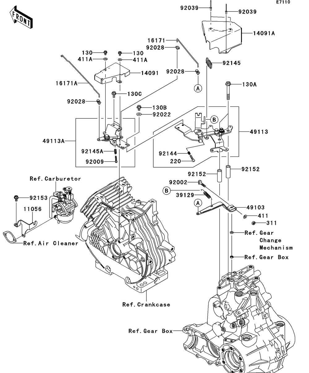 Control Diagram and Parts List for KAF400BEF 2014 Kawasaki Lawn Tractor Accessories