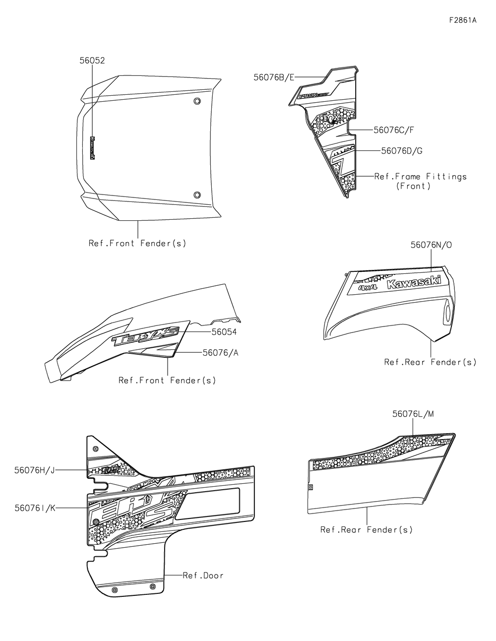Decals(Red) Diagram and Parts List for KRF800JMFNN 2021 Kawasaki Lawn Tractor Accessories